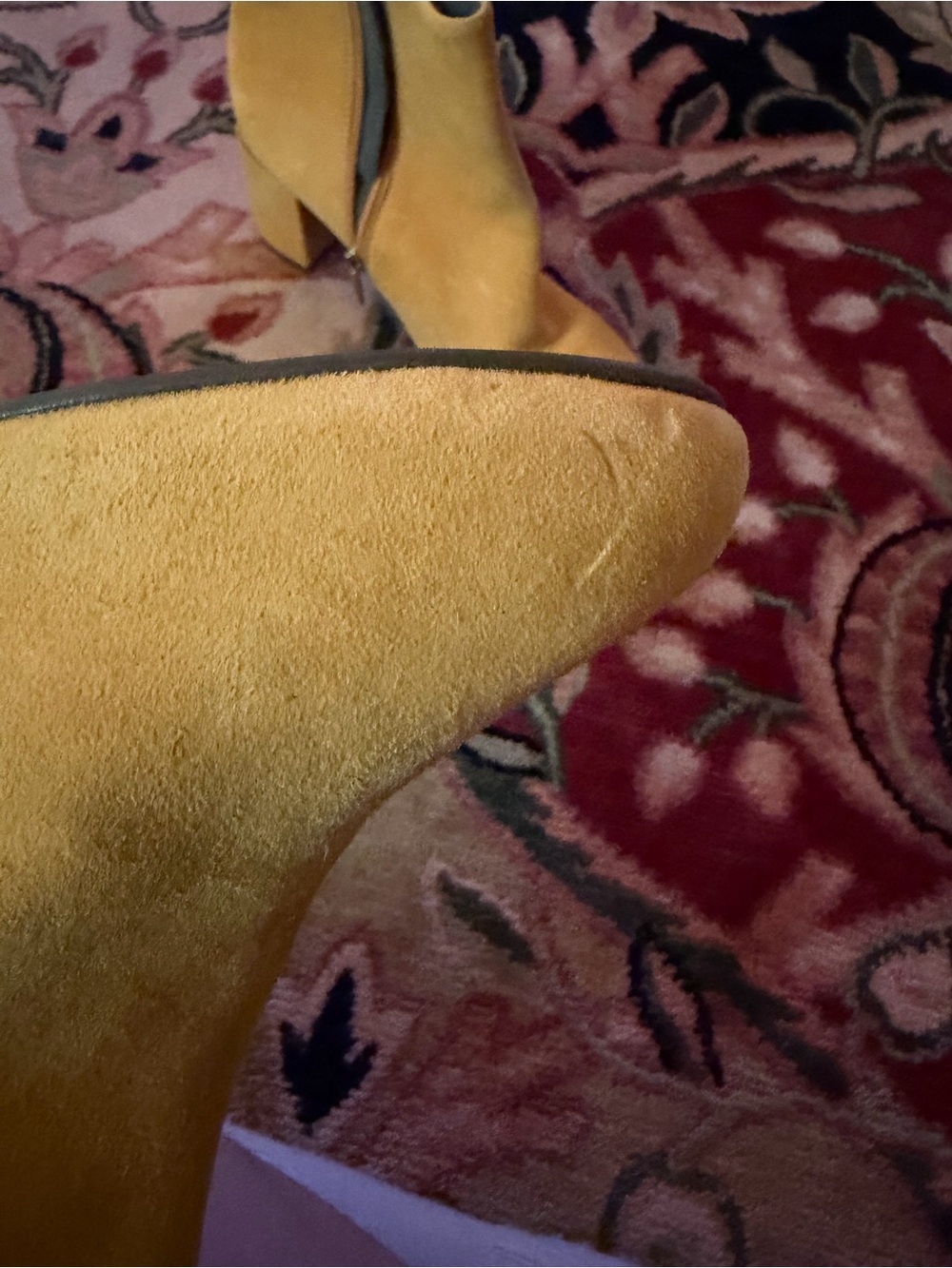 Rockport Yellow Suede Block Heel Ankle Boots with ruffle - Picture 7 of 9